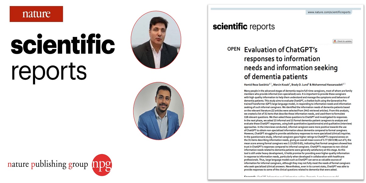 چاپ مقاله پژوهشگران گروه علم اطلاعات و دانش شناسی دانشگاه در مجله scientific reports
